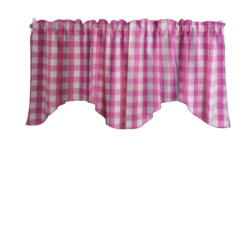 Cantonnière festonnée à carreaux Gingham, Fuchsia