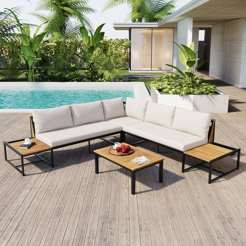 Ensemble de meubles de patio d'extérieur beige 4 pièces Trexm, Beige