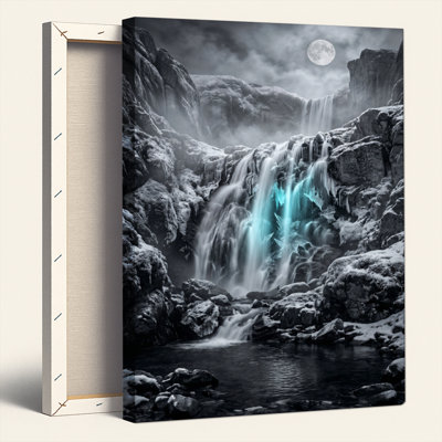 Moonlit Waterfall, reproduction d'art sur toile, ensemble de 1