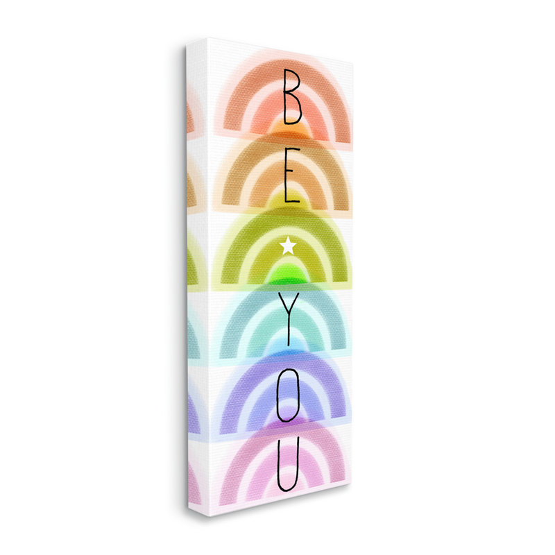 Be You Motivational Typography Canvas Art in Rainbow Colors