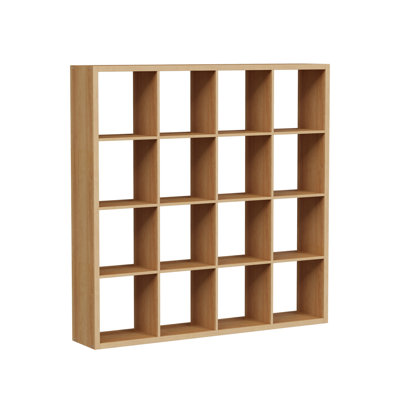16 Cube Storage Organizer with Thick Four-Row Edges, Engineered Wood Modular Cube Unit, Horizontal & Vertical Convertible Bookshelf for Bedroom Playroom Living Room