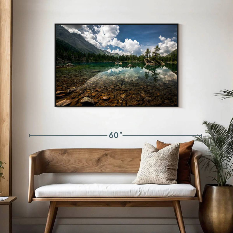 Paysage de lac tranquille, Cadre flottant noir, 43 po x 29 po