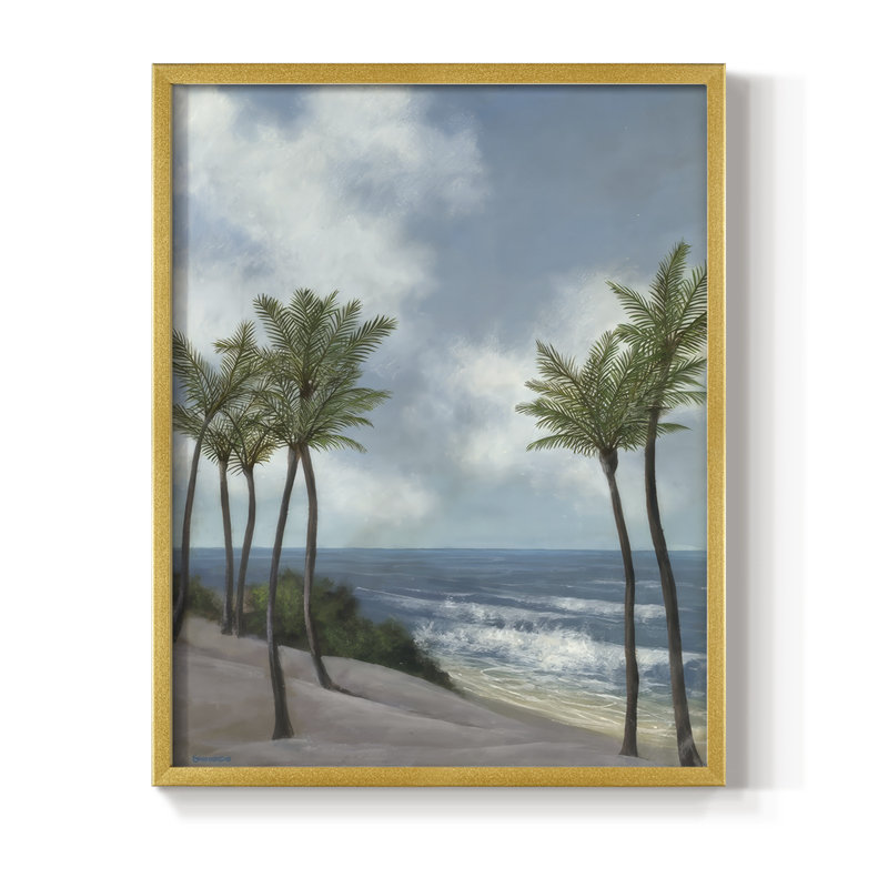 Coastal Palm Tree I, reproduction encadrée - bois massif, H 11 po x l 9 po, Doré