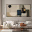 Très grande reproduction d'art sur toile - Grande lune en bronze avec horizon foncé pour le salon ou la chambre à coucher - «Assemblage requis du cadre (cadre non fini)»-129758222