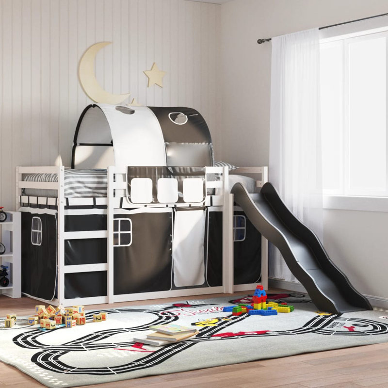 Pocono Bunk Bed Themed Beds with Trundle Included, Single (90 x 200 cm), Black, White