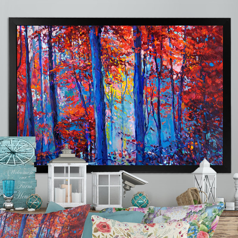 Paysage d'automne - reproduction de cadre photo sur toile, H 8 po x l 12 po x P 1 po, Cadre photo noir