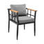 Chaises de patio d'extérieur en aluminium et teck avec coussins gris Florentine
