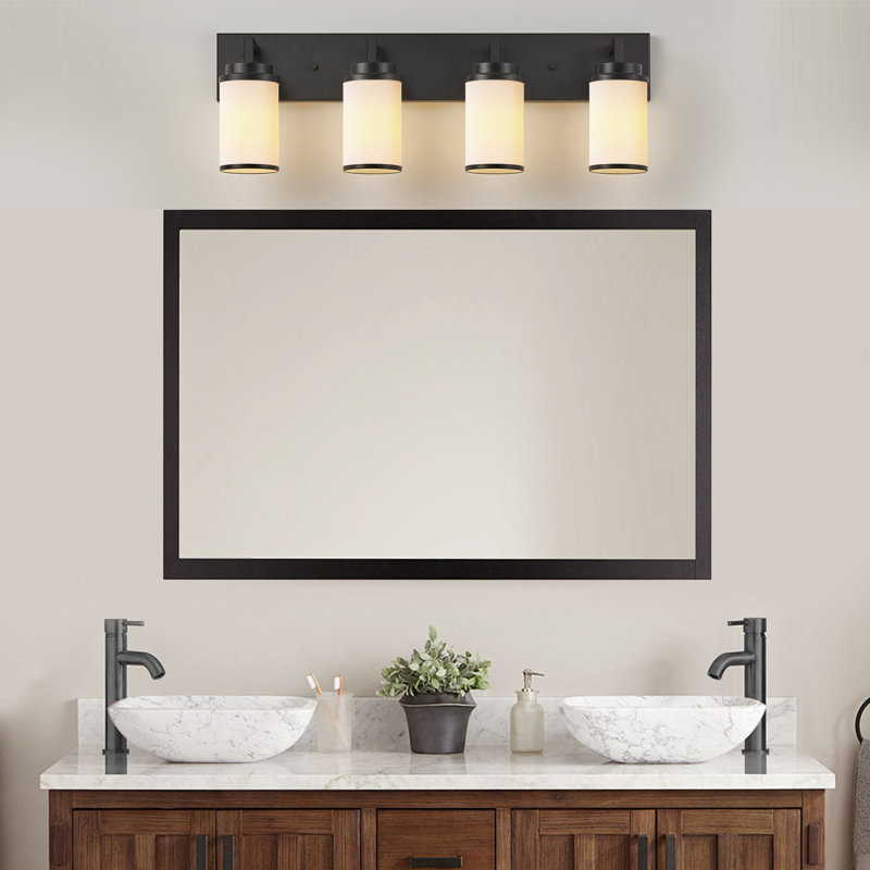 Dimmable Transitional Vanity Light, Matte Black, 4 Lights