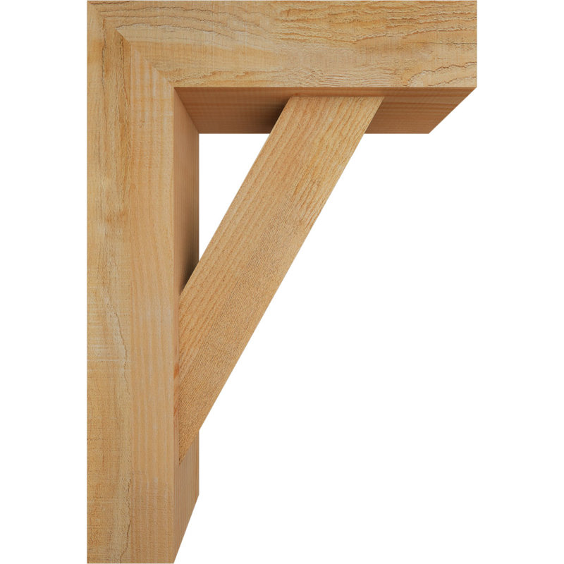 6"W x 18"D x 26"H Traditional Block Rough Sawn Bracket w/ Offset Brace, Douglas Fir, 26 x 18, 6"W Douglas Fir (Rough Sawn)