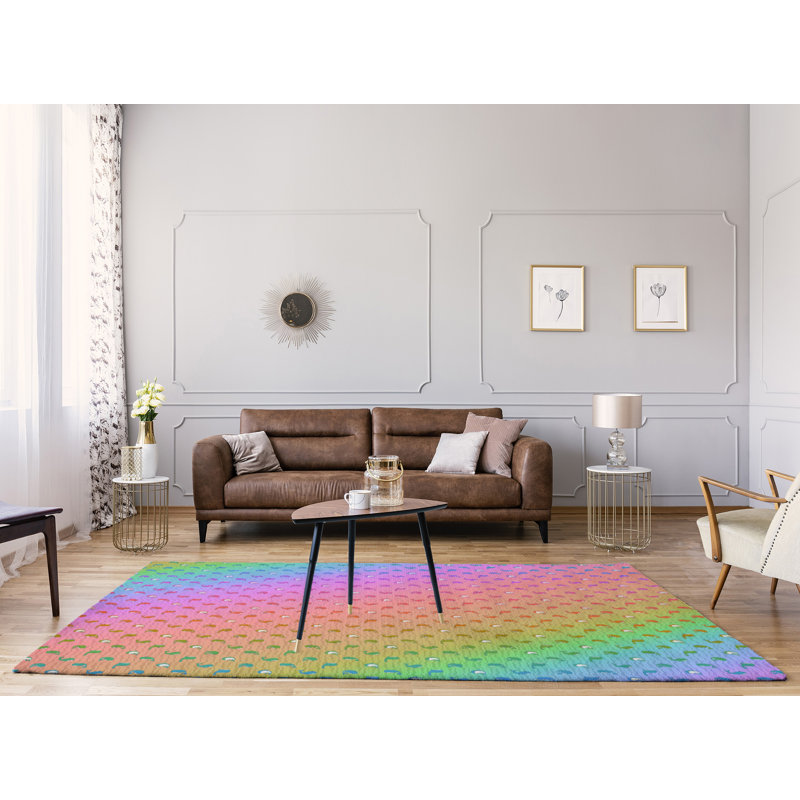Tapis saumon/rose/bleu baleines, Rectangle 9 pi x 12 pi