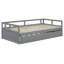 Lit de jour extensible avec couchette, lit de jour en bois avec couchette, gris-130120359
