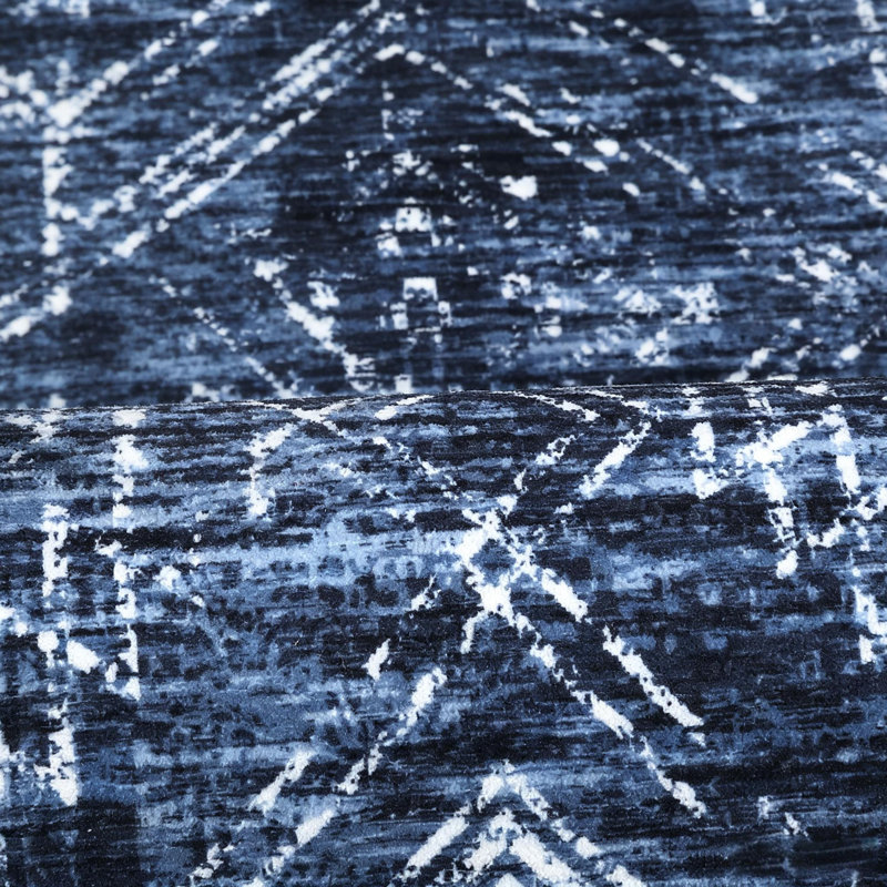 Tapis rétro vintage pour salon et salle à manger, Blue, Tapis de couloir 2 pi x 6 pi