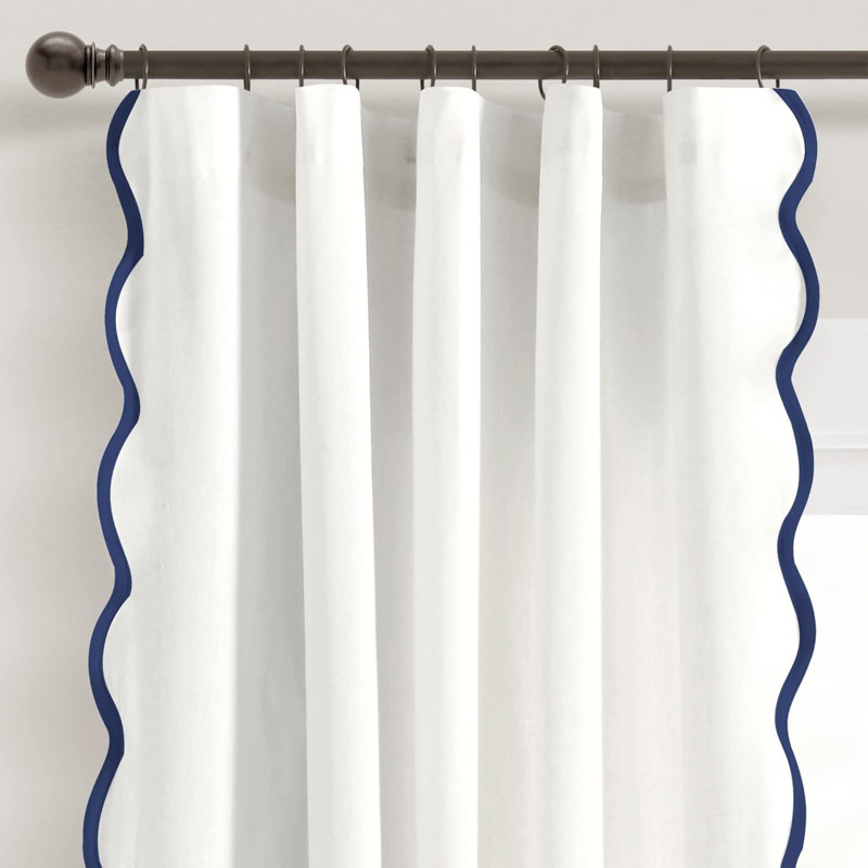 Coastal Chic Scallop Edge Window Curtain, Navy 52" W X 63" L, Navy, 52" W x 63" L