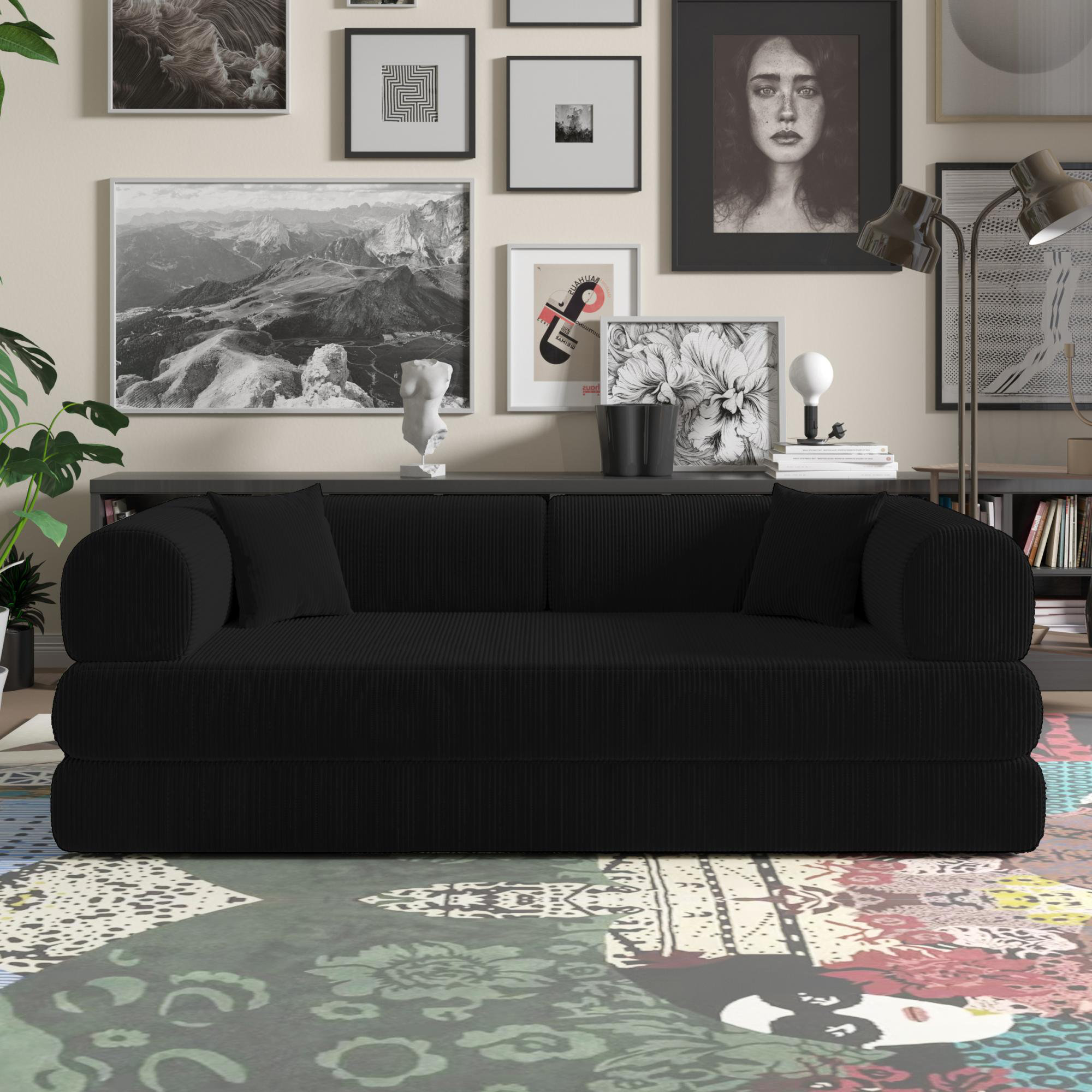 Ebern Designs Jairden Corduroy 3-in-1 Adjustable Corduroy Sleeper Sofa Bed In A Box, Convertible Modern Foldable Sofa (with 2 Throw Pillows) & Reviews | Wayfair