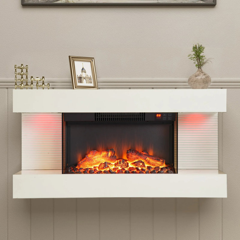 17 Stories White Electric Fireplace with 5000 BTU, 42cm H x 82cm W x 20.5cm D