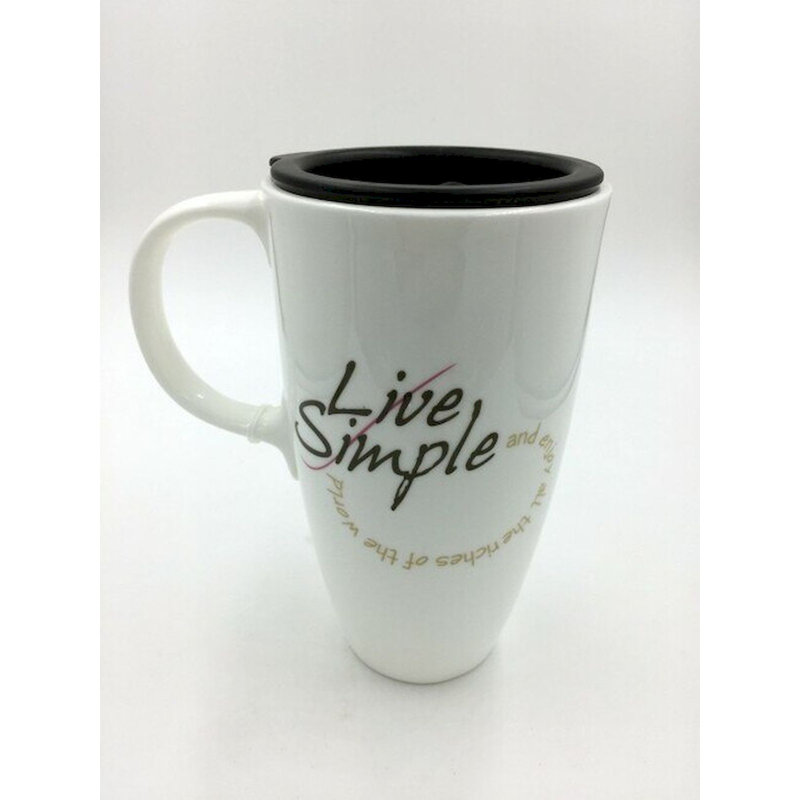 Abram Porcelain Coffee Mug, Live Simple