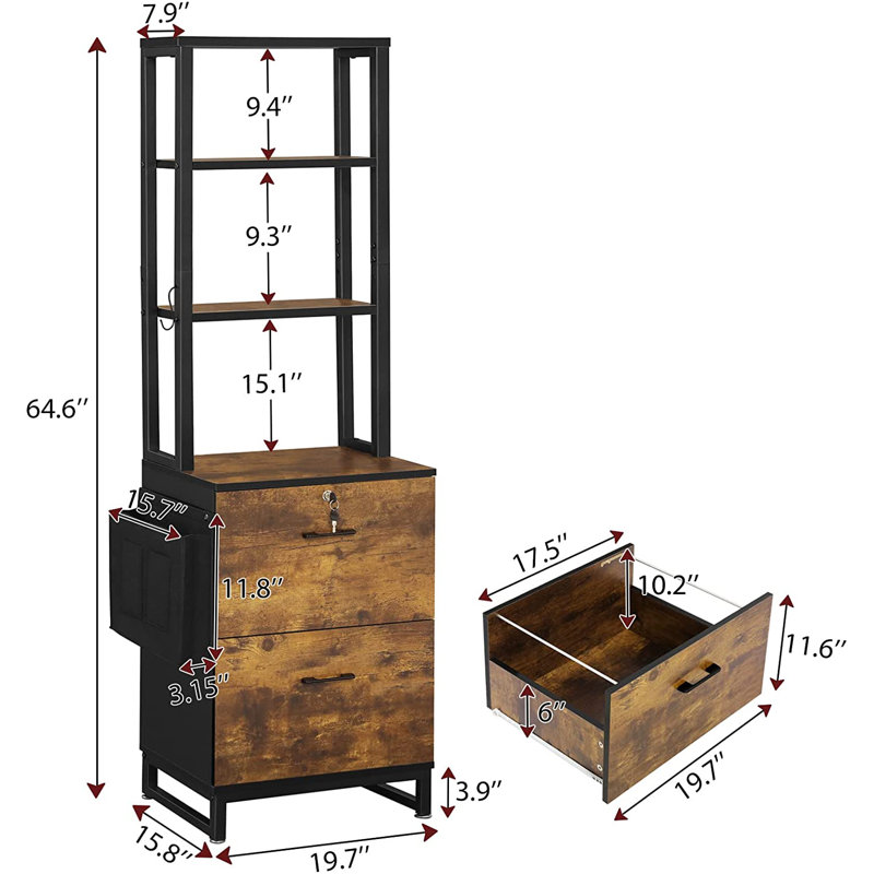 Mandip 19.7'' Wide File Cabinet, Brown