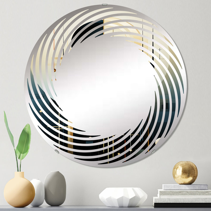 Formes abstraites de vecteurs de vanille - Miroir mural en spirale MIR105963 C, 23,6 po x 23,6 po