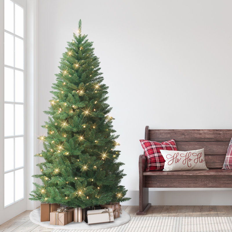 The Holiday Aisle® Gerrita 7' H Green Pine Christmas Tree with 200 ...