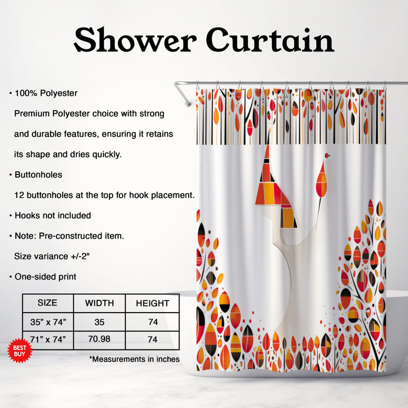 Panora Abstract Shower Curtain, 74"H x 71"W
