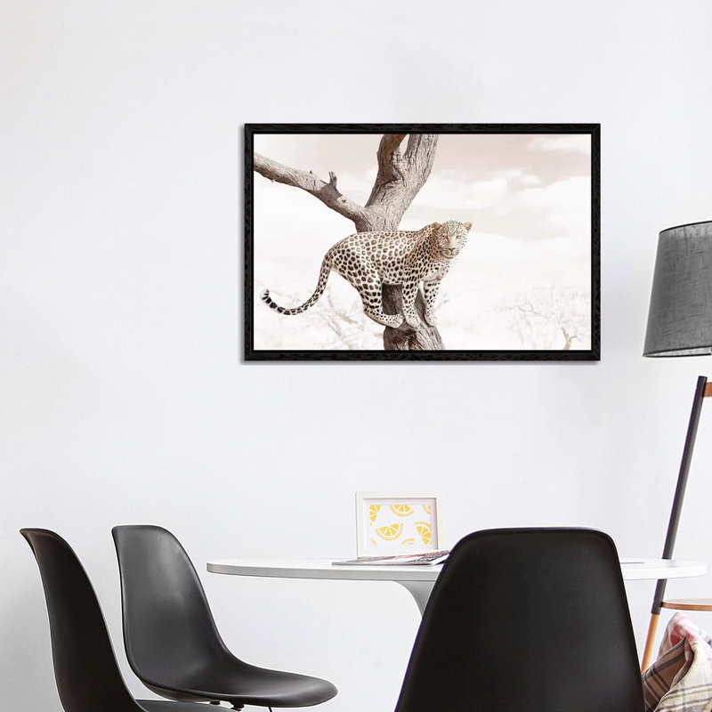 White Leopard by Klaus Tiedge - Print on Canvas, 101.6 cm H x 66.04 cm W, Black Framed