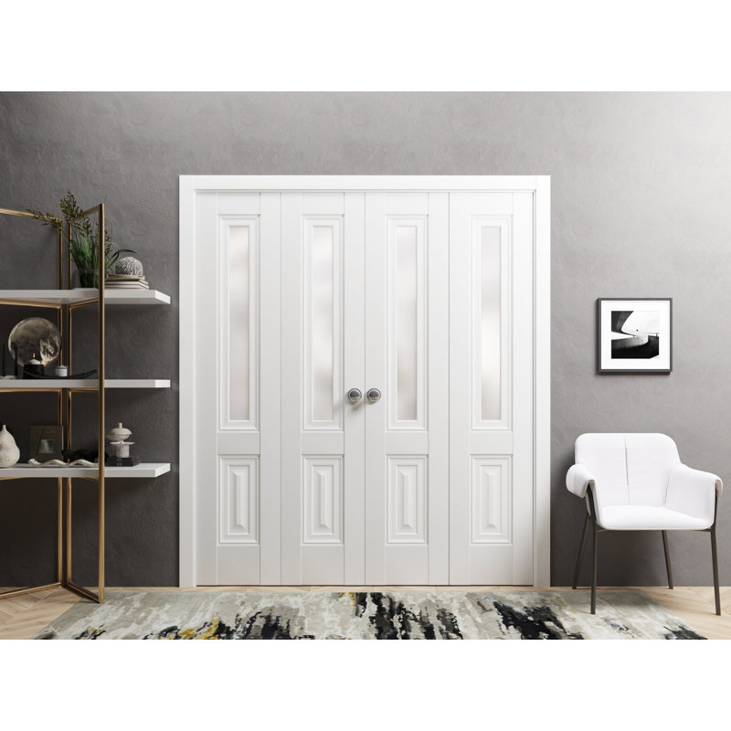 Porte coulissante double en verre givré Lucia, 96 po x 96 po