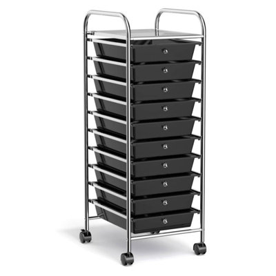 10 Drawer Rolling Storage Cart Organizer With 4 Universal Casters