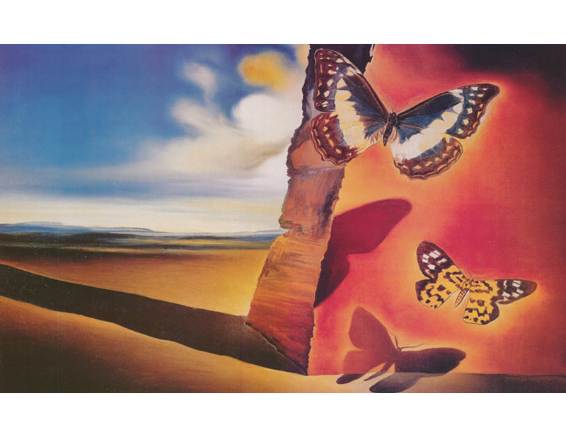 Paysage aux papillons, vers 1956, H 15 po x l 24 po