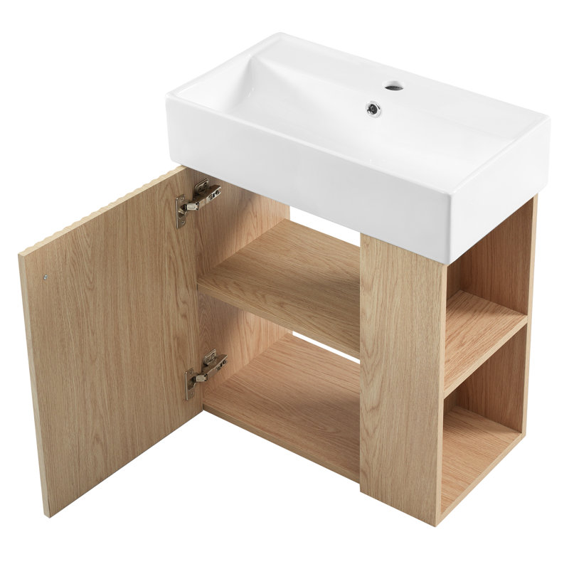 Meuble-lavabo flottant avec lavabo en céramique