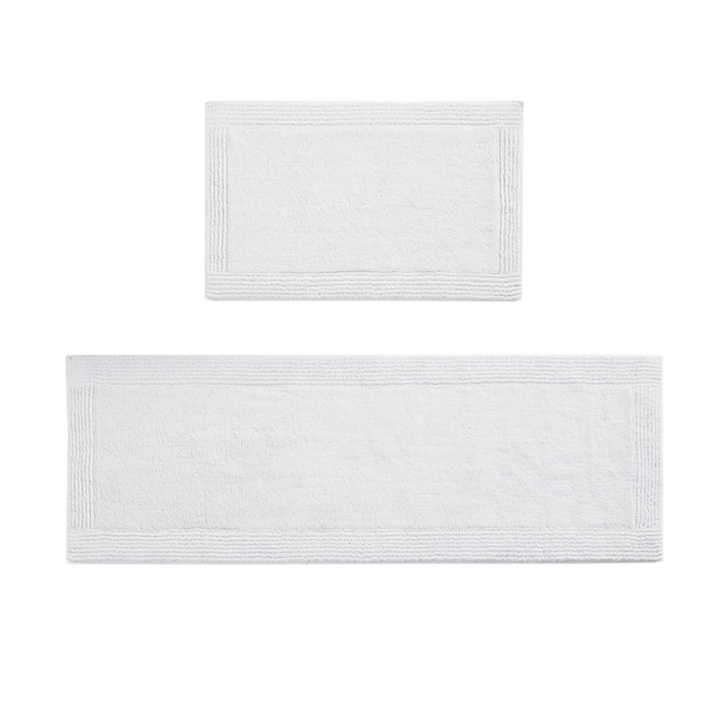 100% Cotton Tufted 3000 GSM Reversible Bath Rug 24X72", Runner 2' x 6', White