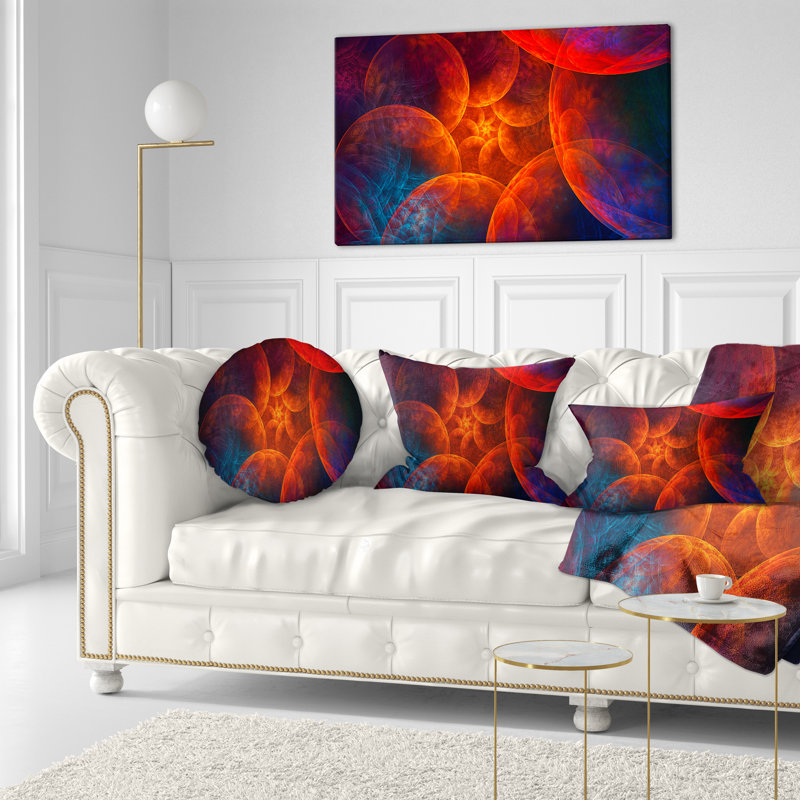 Coussin lombaire abstrait avec nuages, rouge
