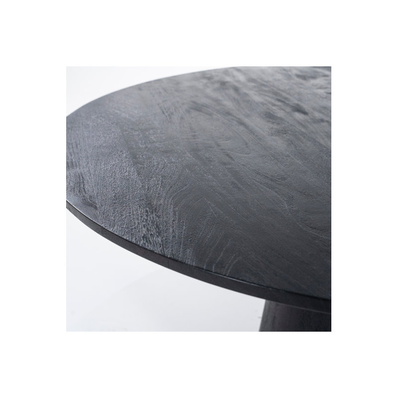 Aron Round Black Mango Wood Pedestal Dining Table