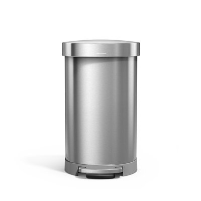 Simplehuman 45L Semi-Round Step Can with Liner Pocket, Brushed Stainless Steel