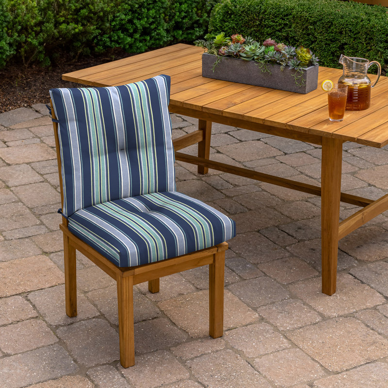 Sapphire Aurora Blue Stripe Tufted Polyfill Dining Chair Cushion Set