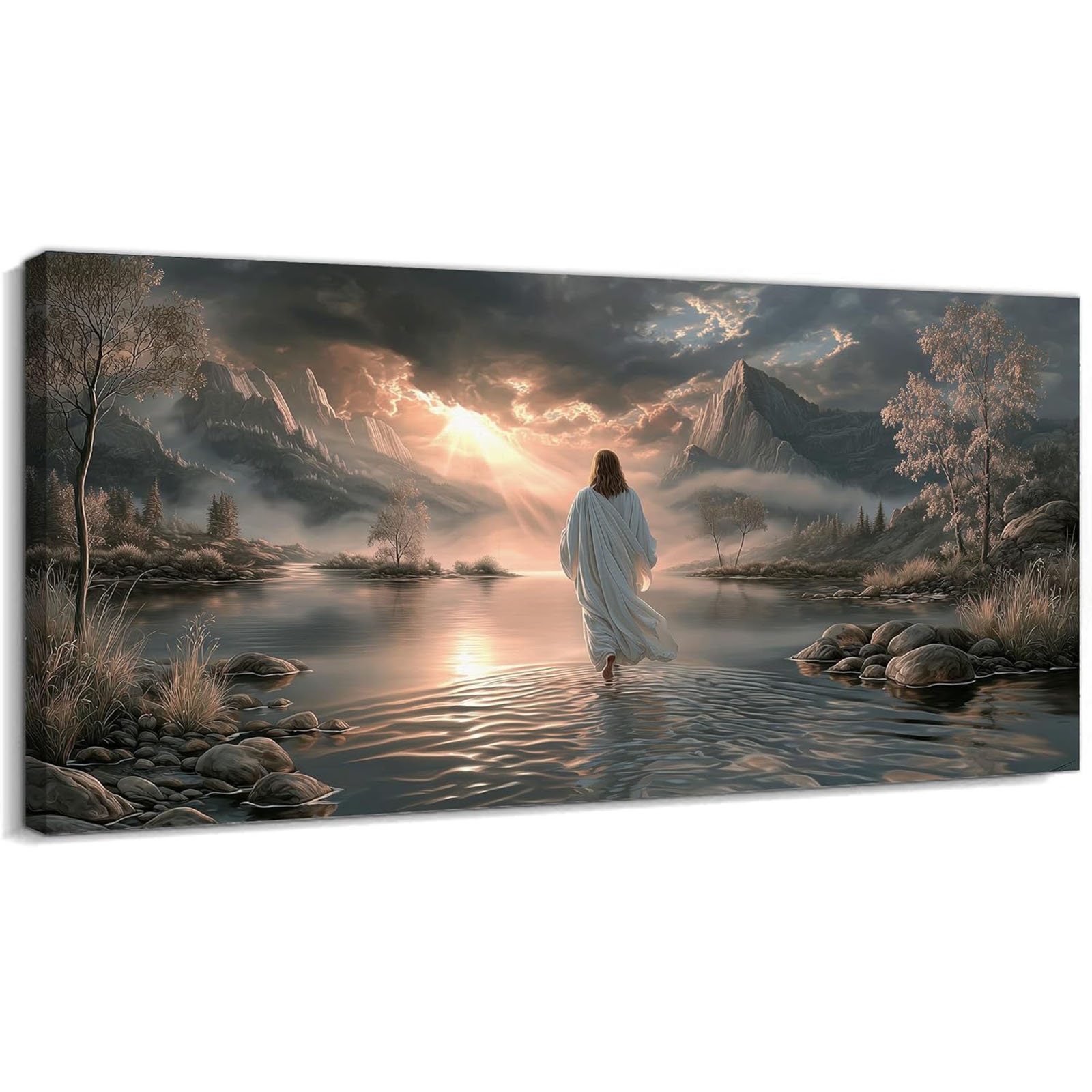 Red Barrel Studio® Jesus Walking On Water Canvas Wall Art - Christian ...