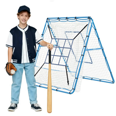 Filet de rebond de baseball et de Softball 5 x 4 pi - Entraîneur de lancer réglable à 9 zones pour frapper, lancer et lancer - Filet de rebond multi-sports durable pour la cour arrière - Filet d'entraînement au lancer