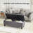 Jalob 42'' W Storage Ottoman Bench, End of Bed Storage Bench, Button Tufted Fabric Storage Ottoman, Solid Wood Leg, Safety Hinge, 330 LBS Load, Ottoman with Storage for Bedroom Living Room Entryway-637560318