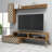 Modern Walnut & Cream TV Unit with Wall Shelf, 59.1 x 14.9 x 14.6 inches | 100% Melamine Coated Particle Board, Thickness: 0.7 inches | Multiple Shelves, Plastic Legs, Stylish Design for Living Room & Entertainment Spaces-1458523220