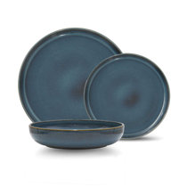 Ensemble de vaisselle en grès de Safdie & Co., bleu marin, 12