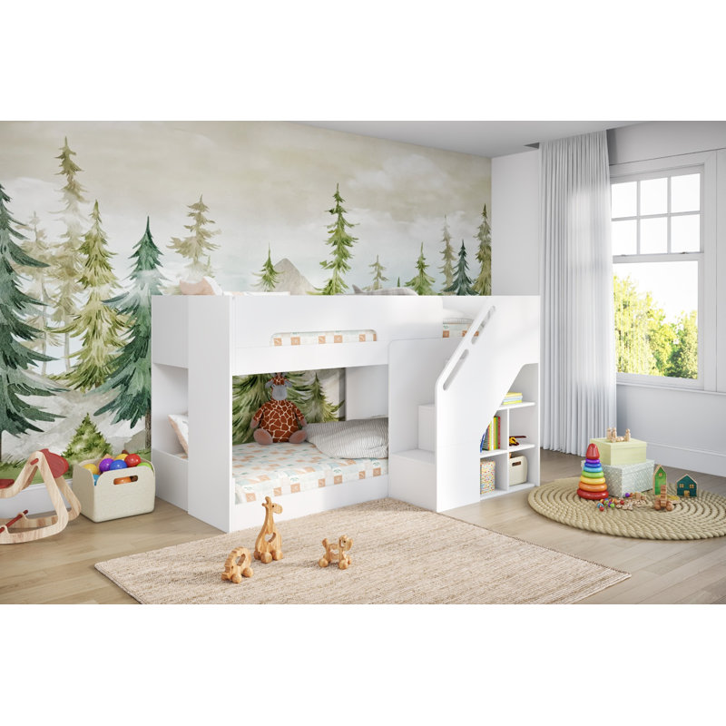 Phobo Staircase Low Compact Bunk Bed White