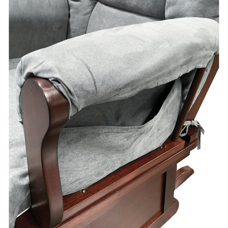 Fauteuil coulissant gris en microfibre gris et bois confortable au fini cerisier intrigant