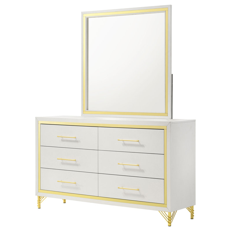 Commode 6 tiroirs Clanton, Blanc