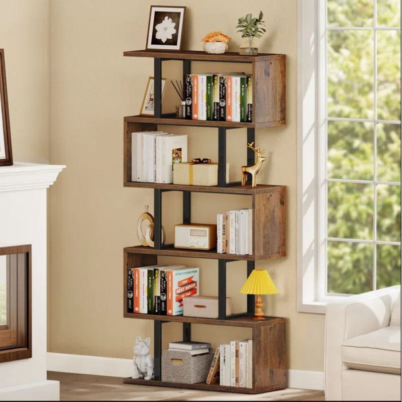 Nabaa Stylish Wooden Room Divider With Open Shelving For Modern Spaces, Brown
