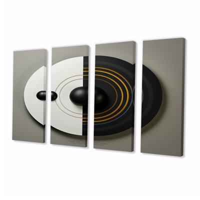 Minimal Glam Zen noir blanc doré - ensemble de 4 pièces d'art mural géométrique