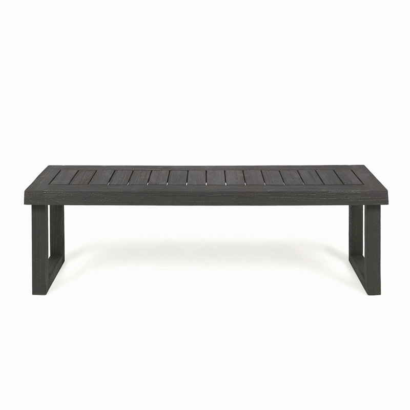 Outdoor Acacia Wood Dining Bench,Dark Grey, Gray