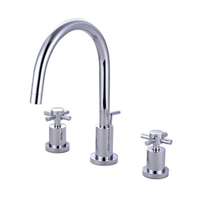 South Beach Double Cross Handle Widespread Bathroom Faucet with Drain Assembly