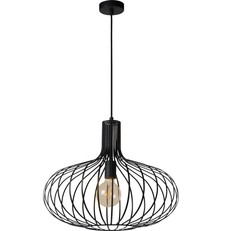 Luminaire suspendu géométrique à 1 lumière Kern, Noir, H 16,5 po x l 19,75 po x P 19,75 po
