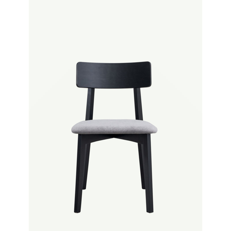 Chaise d'appoint en lin véritable gris et finition noire