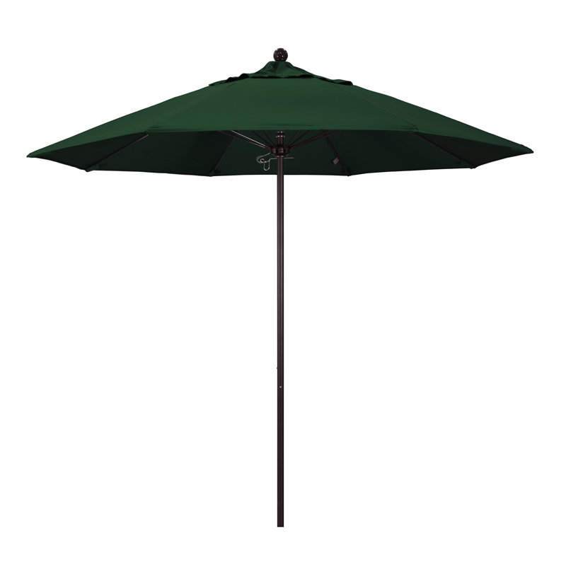 Parasol de marché 9 pi Hibo, Toile verte Pacifica, Bronze