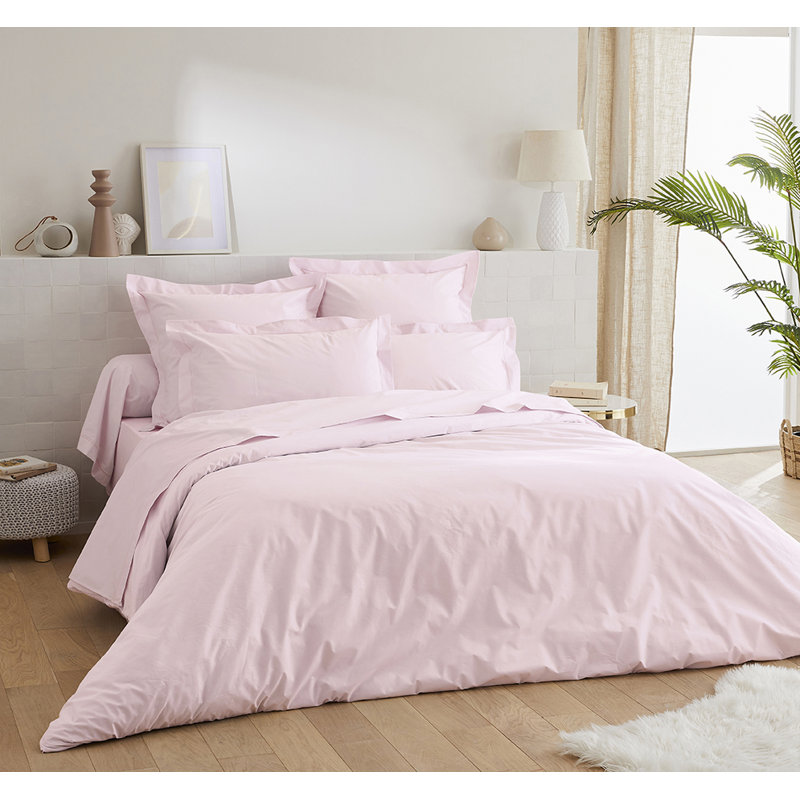 Hazelanne Solid Colour Duvet Cover with Pillowcases Included, 220 x 240cm Duvet Cover, Rose Pink